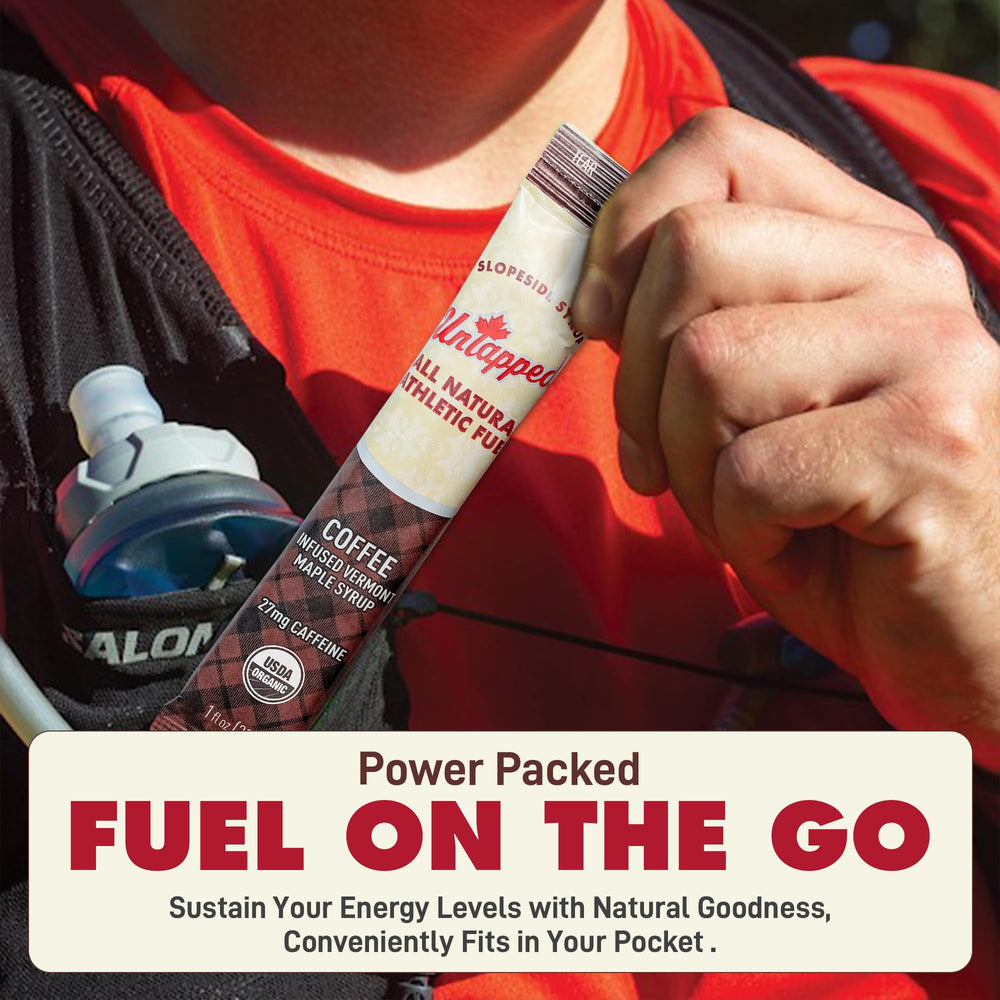 Untapped coffee-maple syrup on-the-go energy for athletes during training.