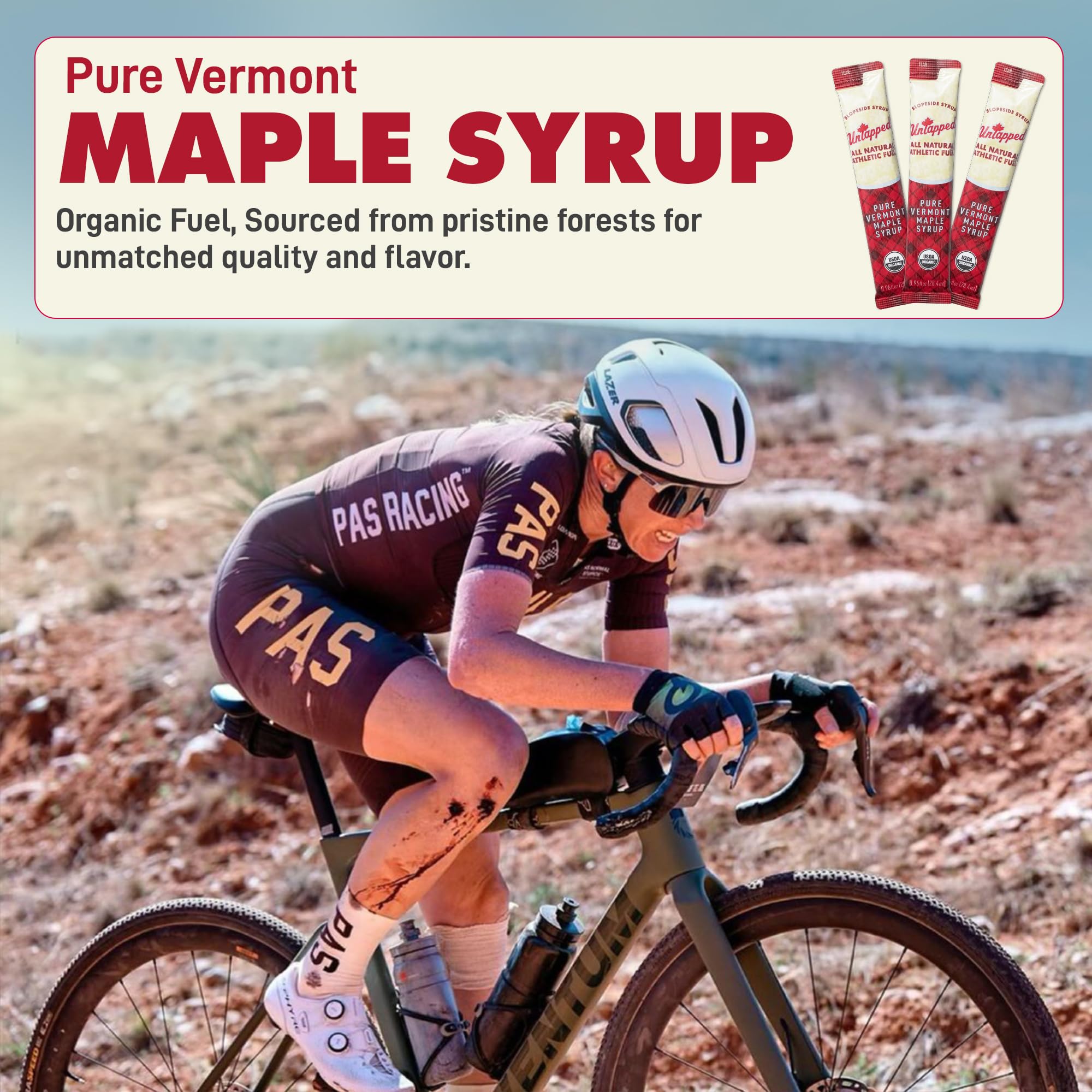 Box of 20 Untapped maple syrup packets ready for travel and sport.