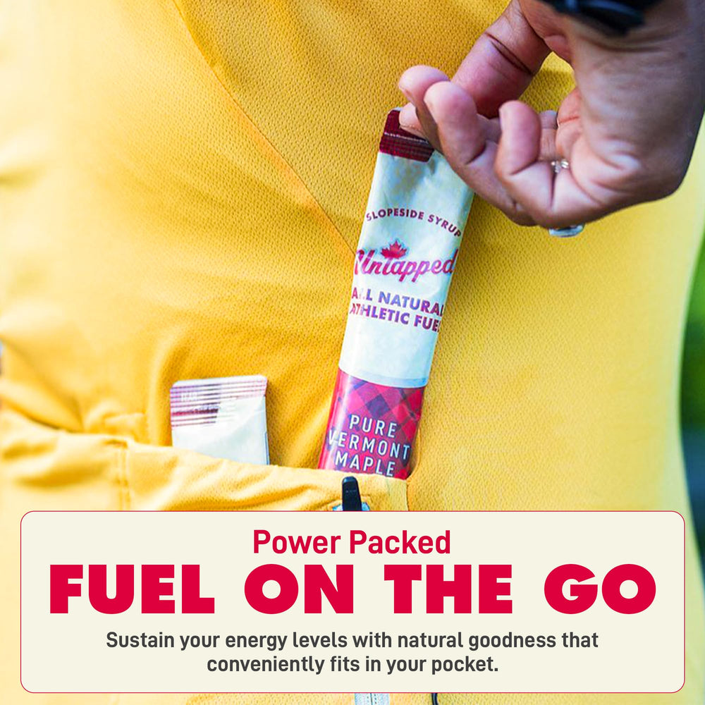 Untapped maple syrup packet used during a run to refuel naturally.