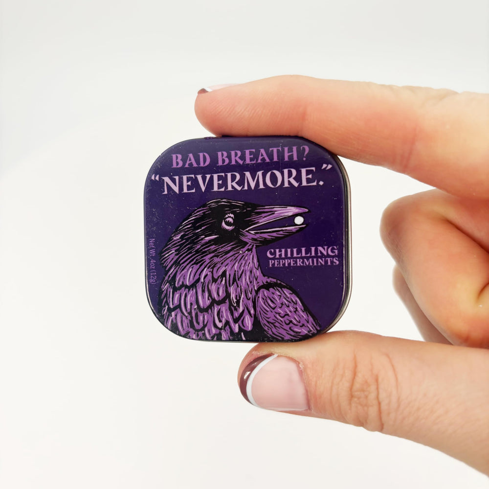 The Raven themed packaging of Nevermore Mints appeals to Poe fans.