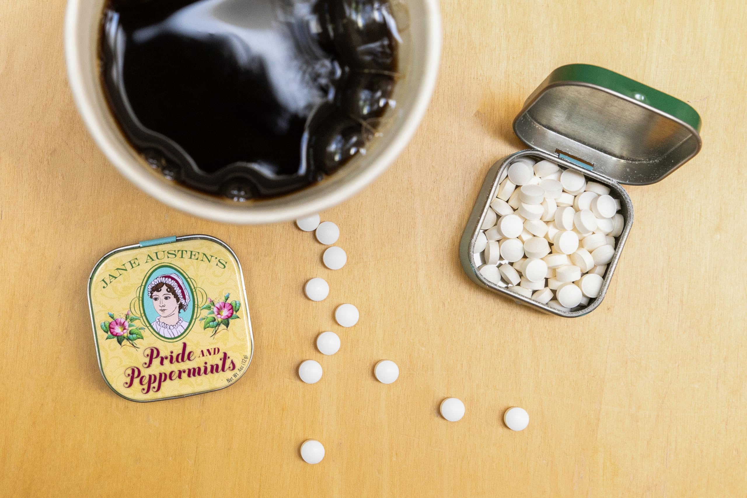 UPG Pride and Peppermints tin open reveals classic mint treat aroma.