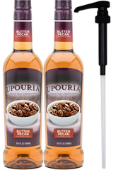 Upouria Butter Pecan Coffee Syrup bottle enhances flavor for anytime coffee