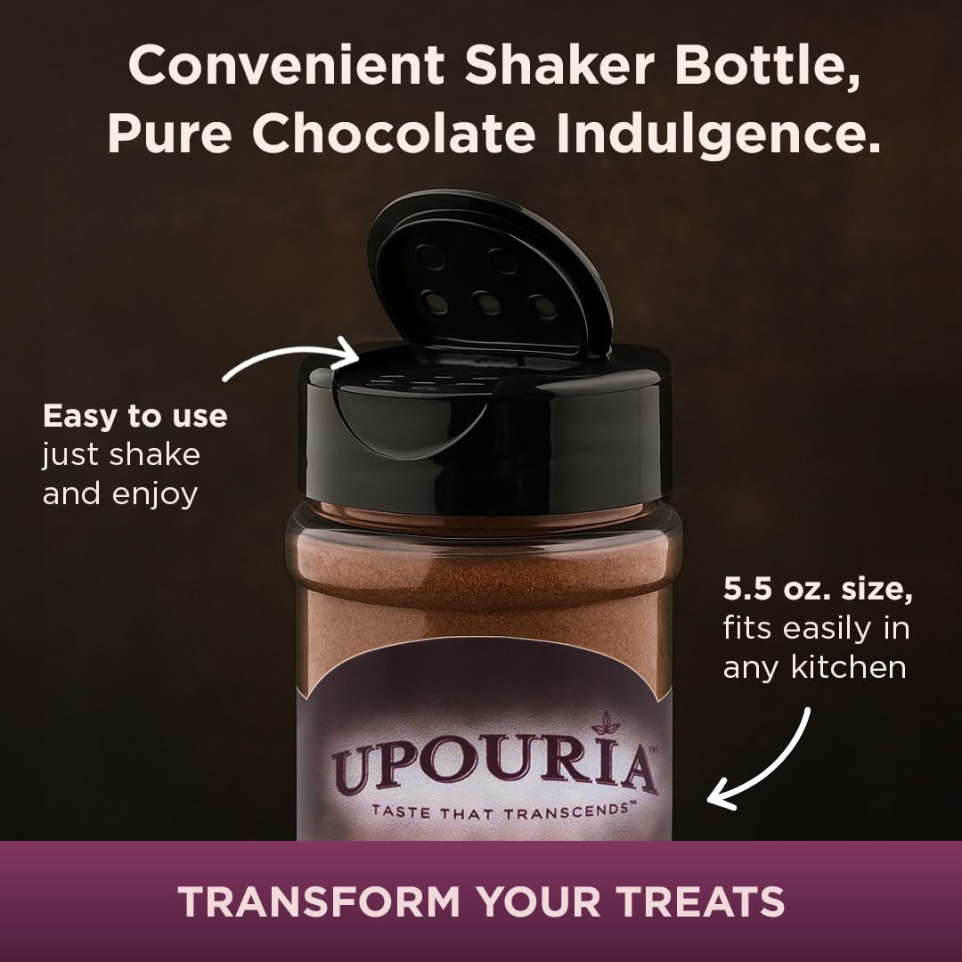 Upouria topping drizzle on latte shows glossy finish and indulgent taste.
