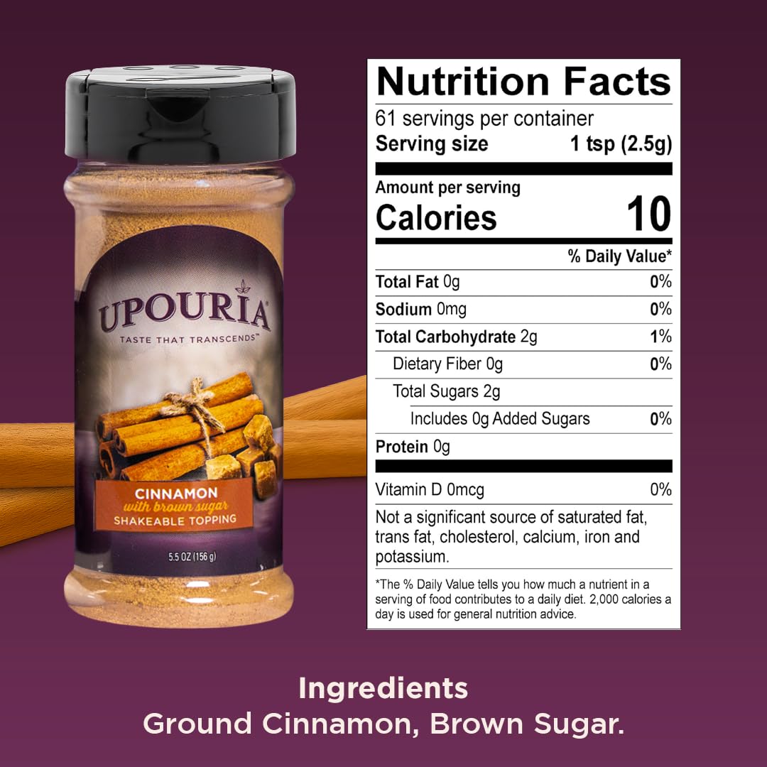 Close-up of pourable Upouria topping adding cinnamon warmth to a drink