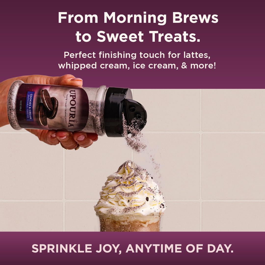 Upouria Cookies & Cream topper creates smooth foam and richer notes.