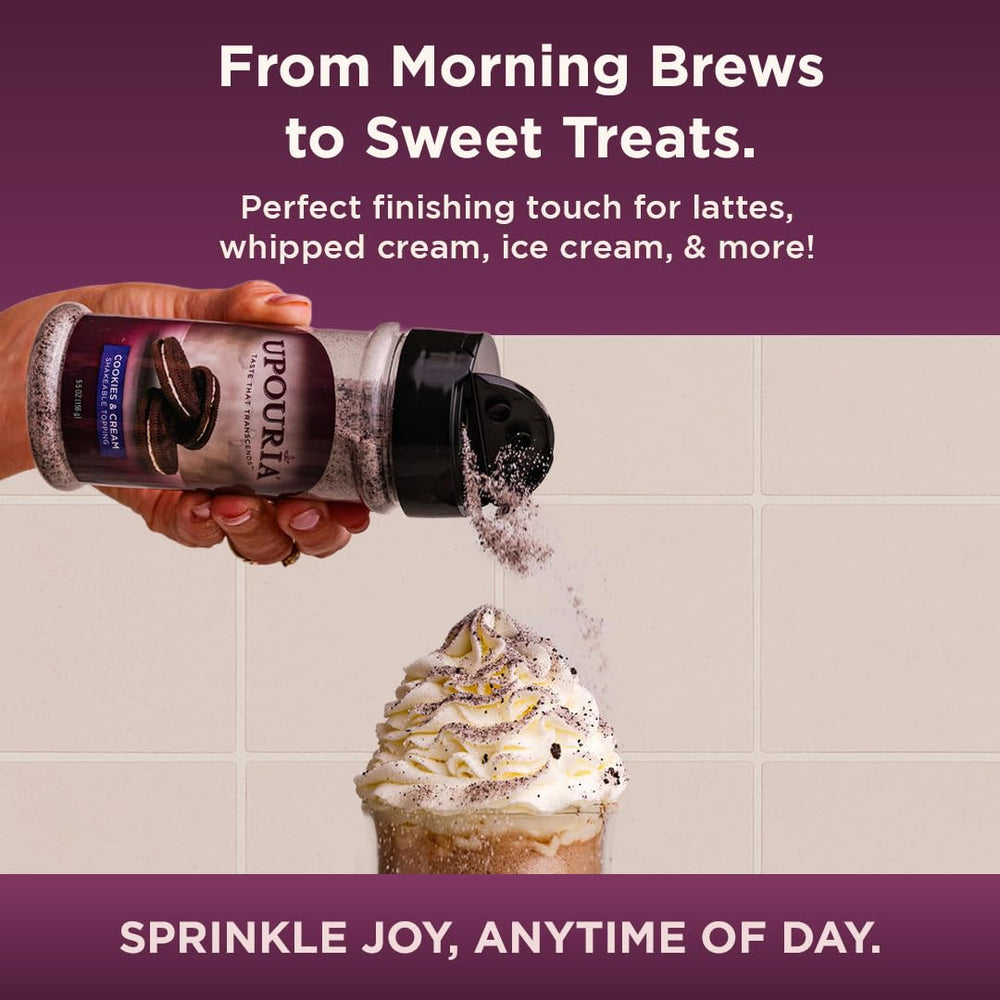 Upouria Cookies & Cream topper creates smooth foam and richer notes.