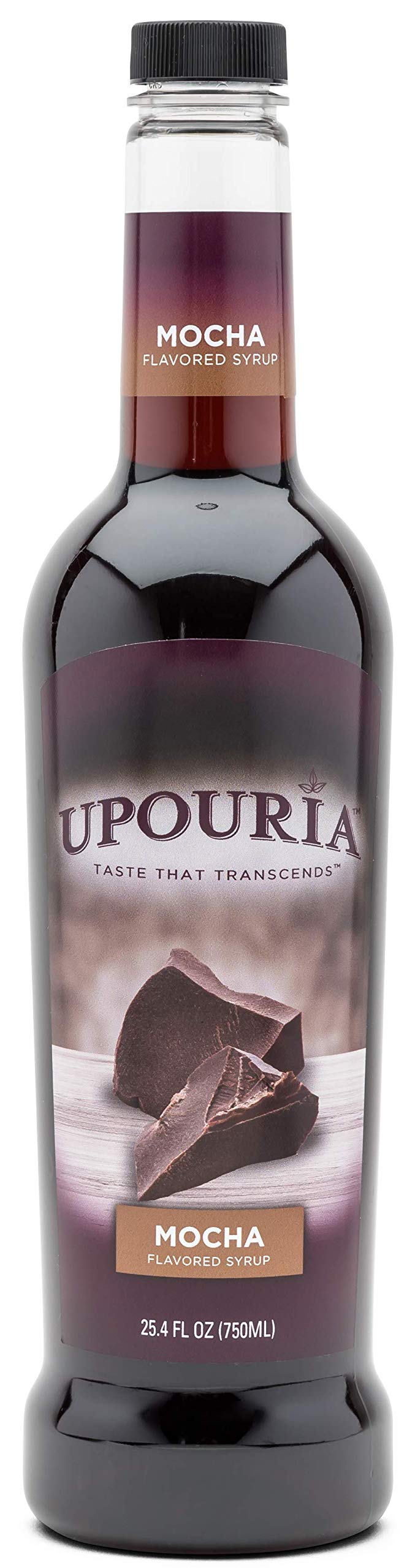 Upouria Kosher vegan gluten-free label on Mocha Syrup bottle