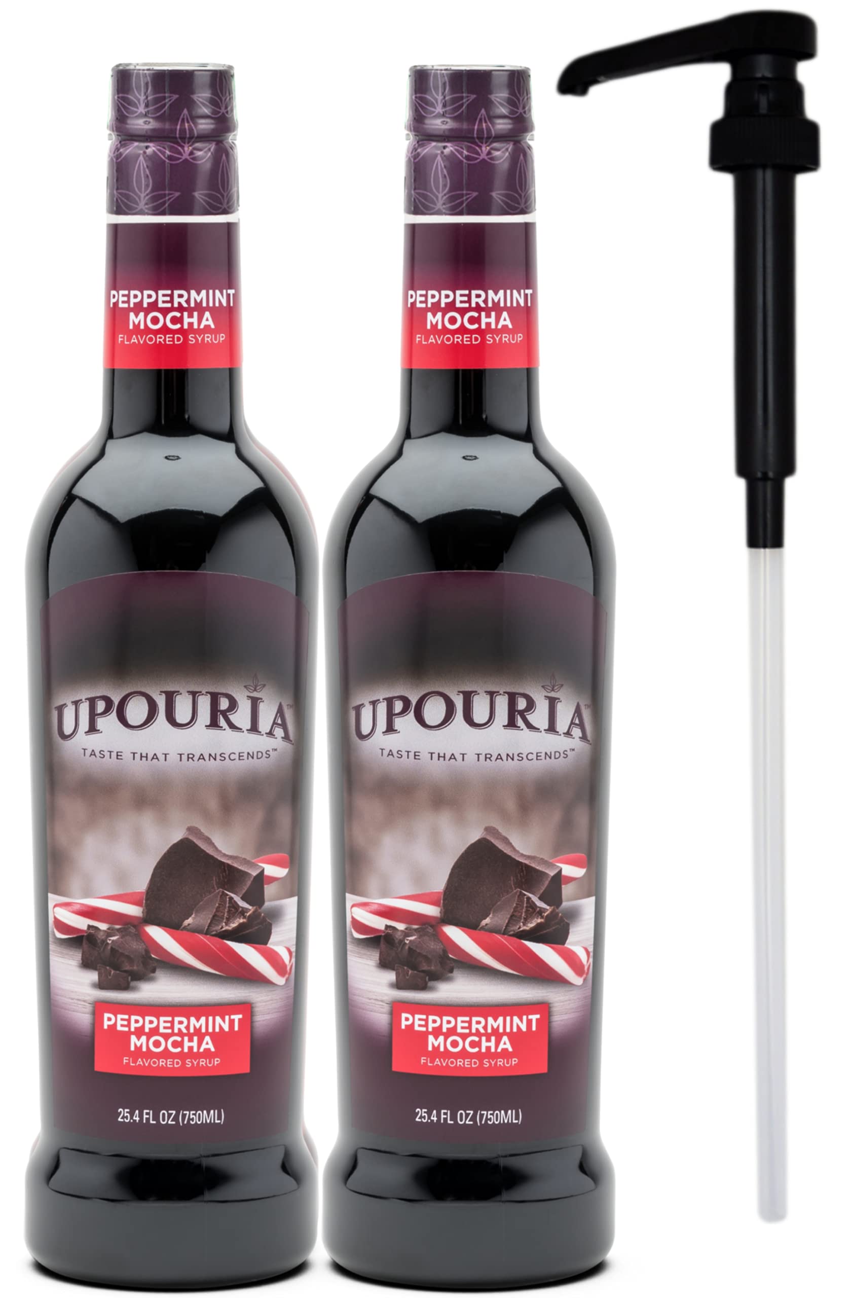Upouria Peppermint Mocha syrup bottle 750ml boosts coffee flavor