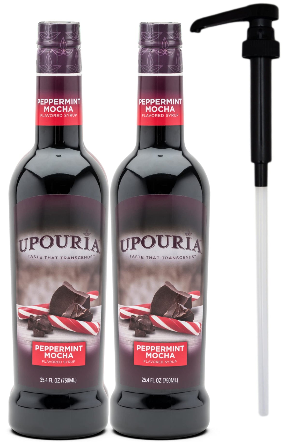 Upouria Peppermint Mocha syrup bottle 750ml boosts coffee flavor