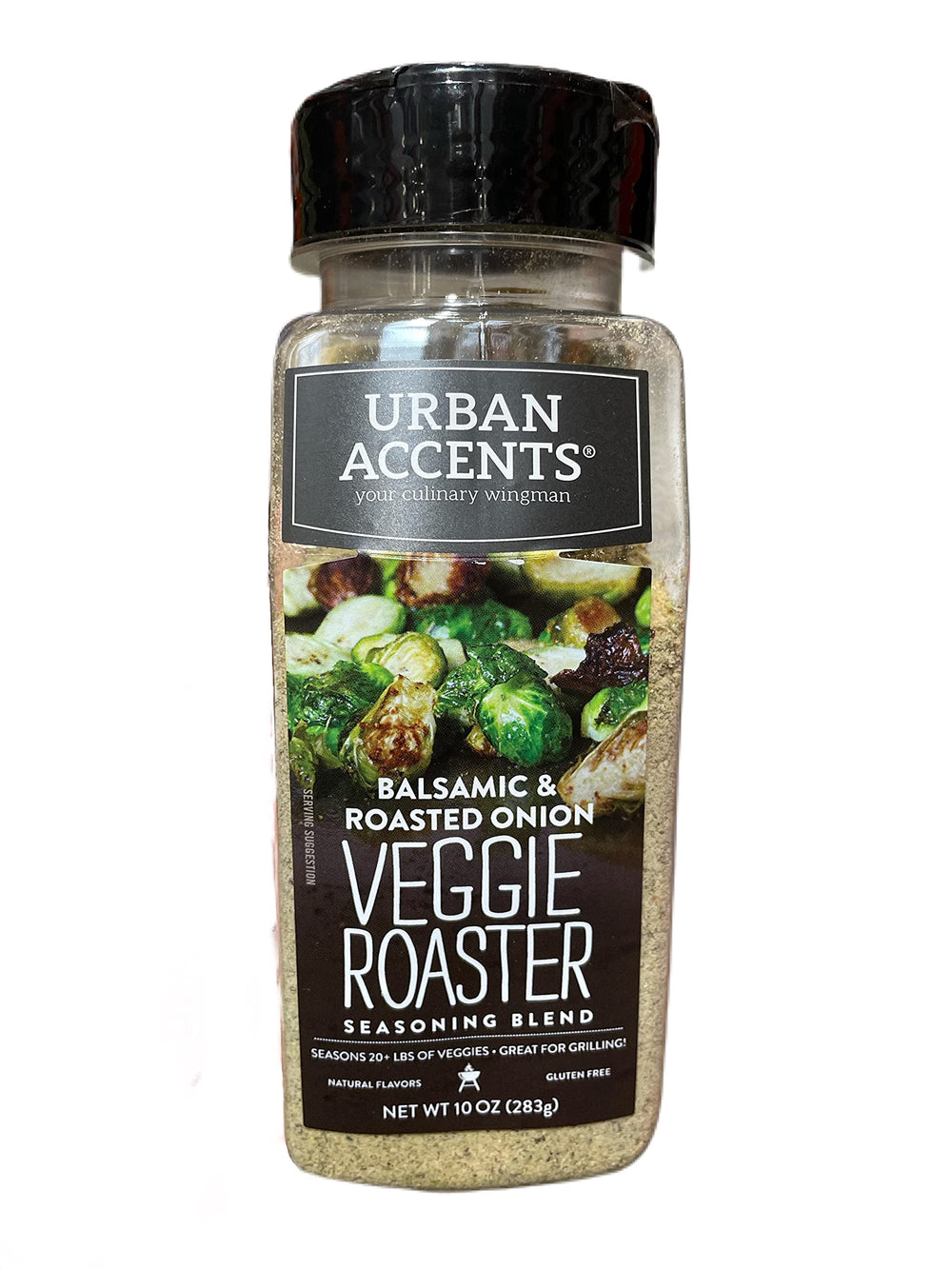 Urban Accents balsamic roasted onion veggie roaster seasoning jar on kitchen counter