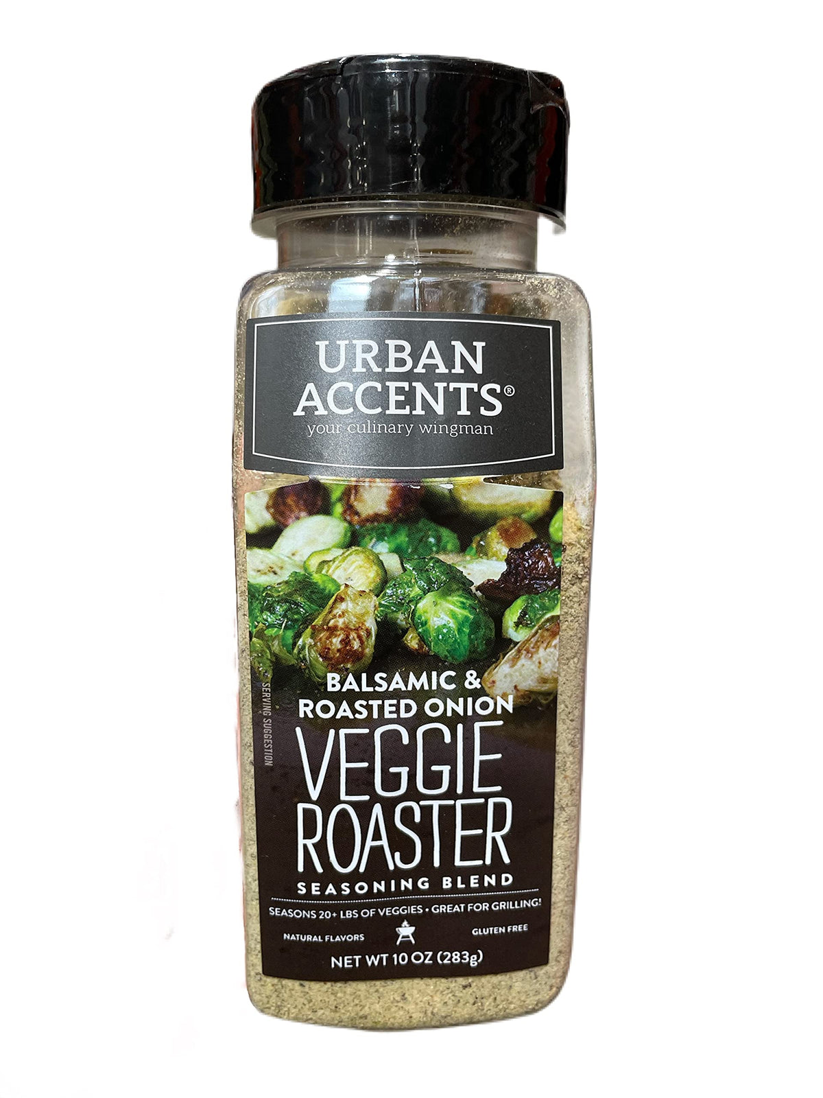 Urban Accents balsamic roasted onion veggie roaster seasoning jar on kitchen counter