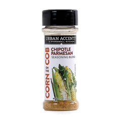 Urban Accents Chipotle Parmesan seasoning bottle on kitchen counter for bold flavor