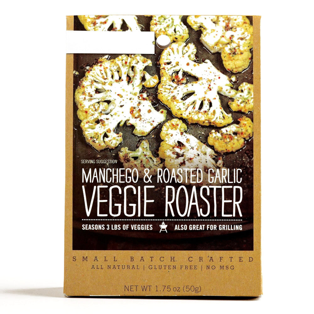 Urban Accents Manchego & Roasted Garlic Veggie Roaster jar enhances roasted vegetables.