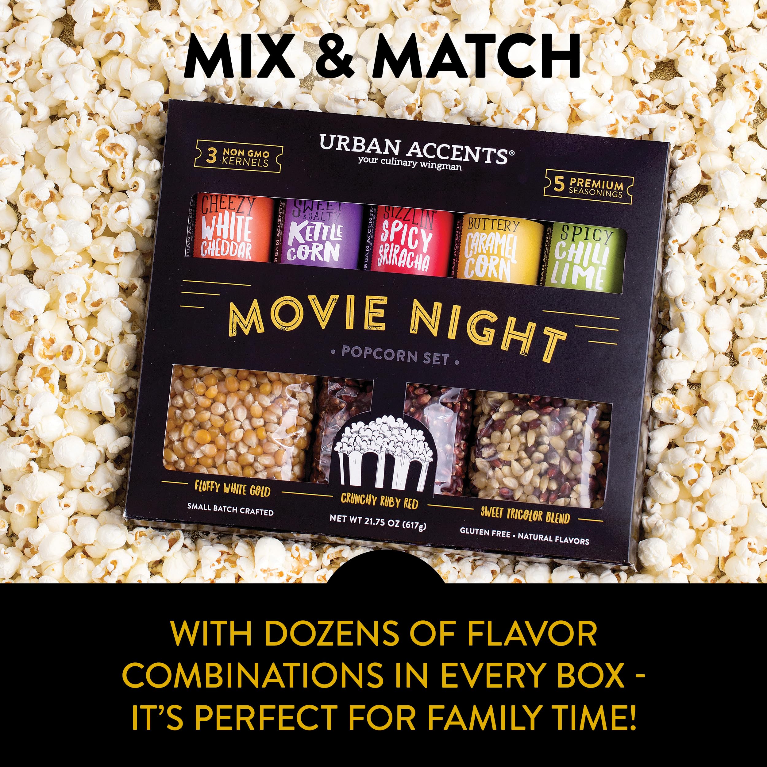 Urban Accents Sweet and Salty Kettle Corn seasoning pairs with snacks