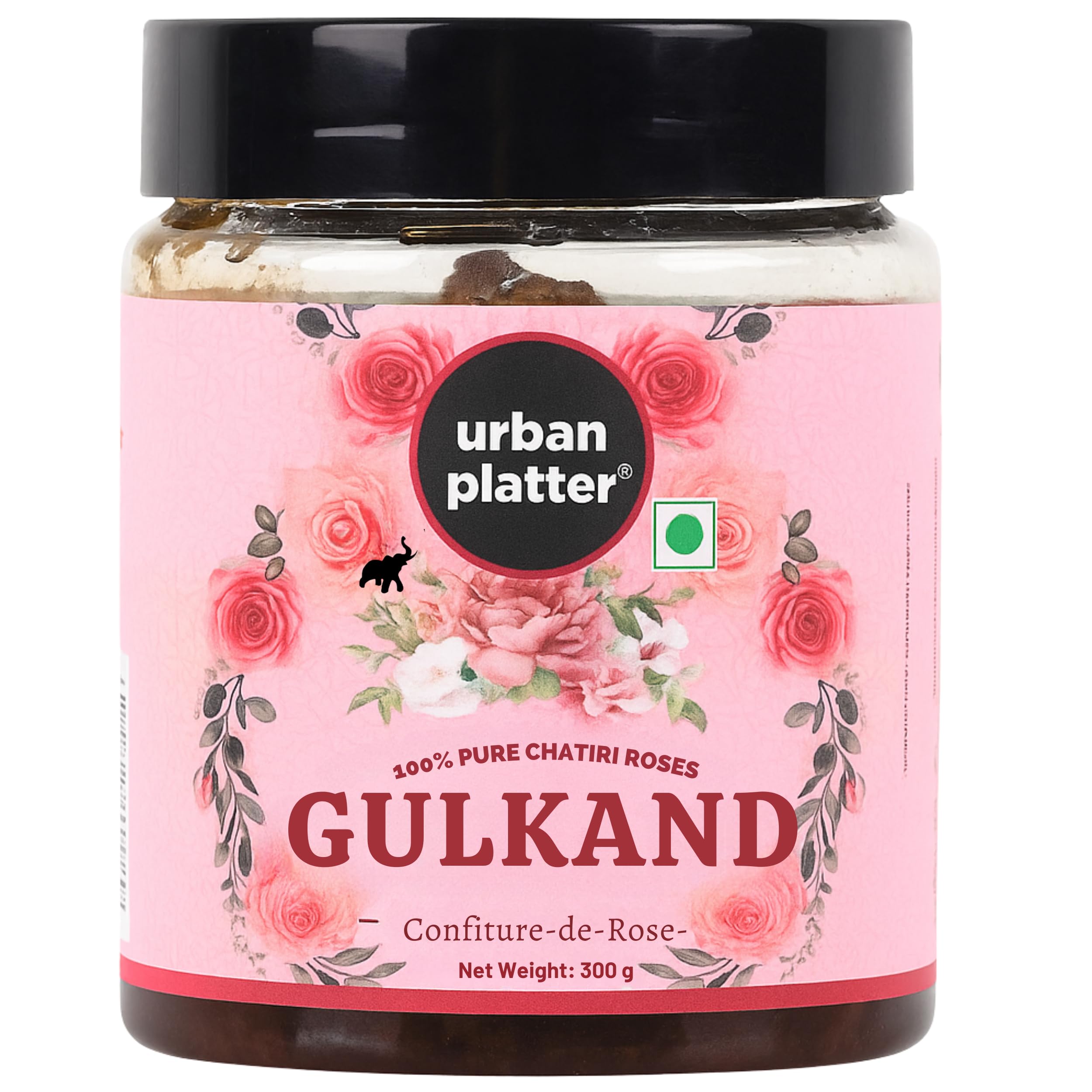 Urban Platter Gulkand jar closeup showing premium rose preserve for desserts
