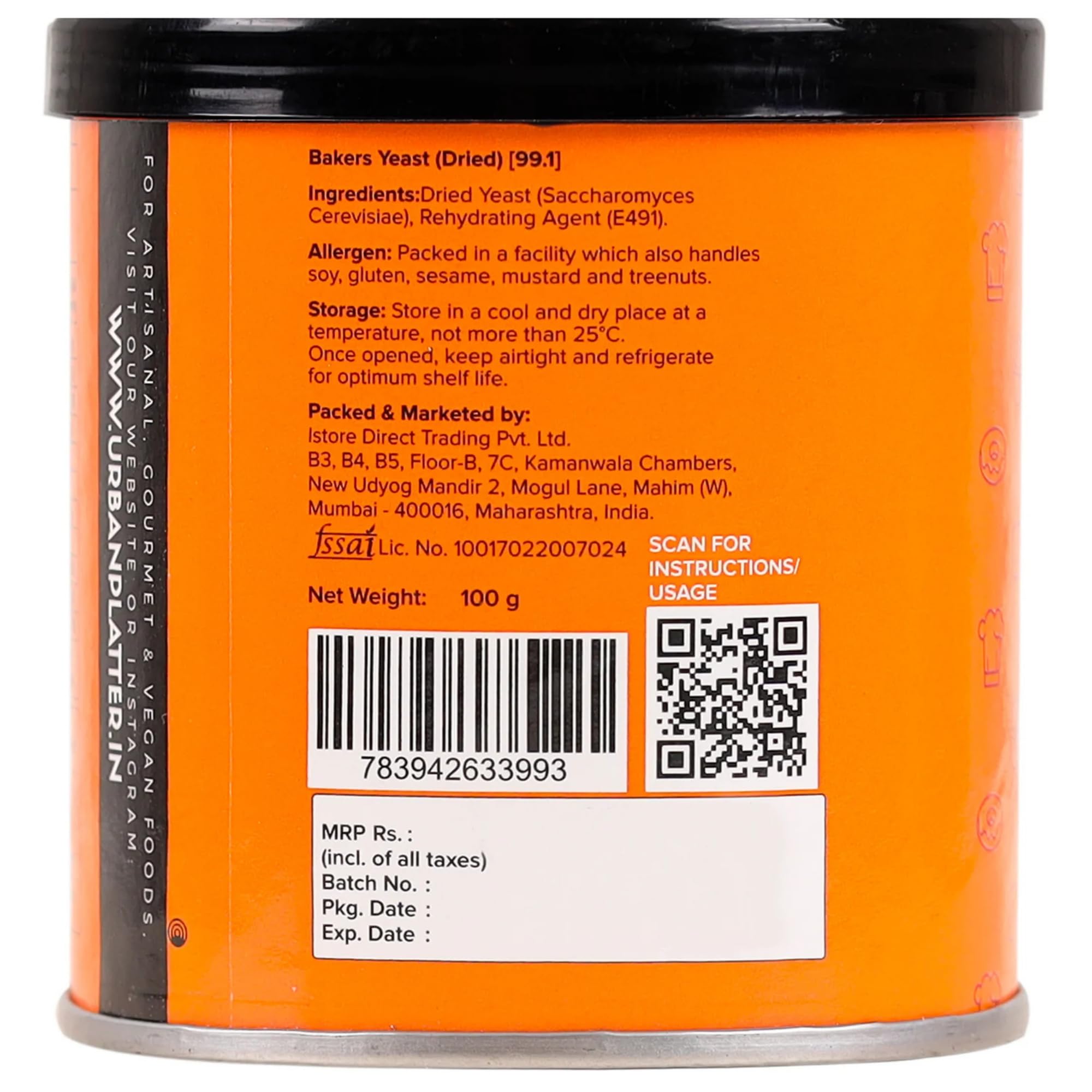 Urban Platter long shelf life yeast stored in pantry-friendly packaging.