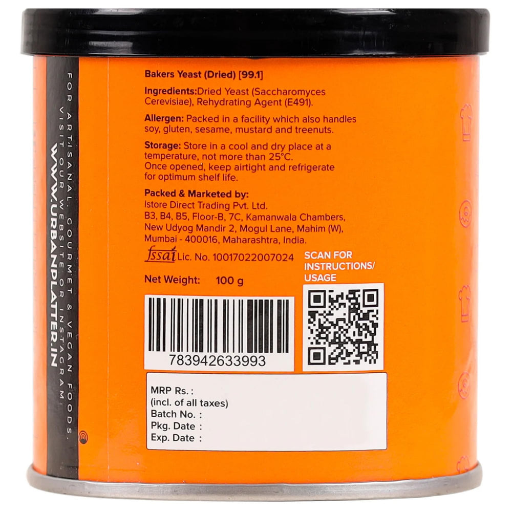 Urban Platter long shelf life yeast stored in pantry-friendly packaging.