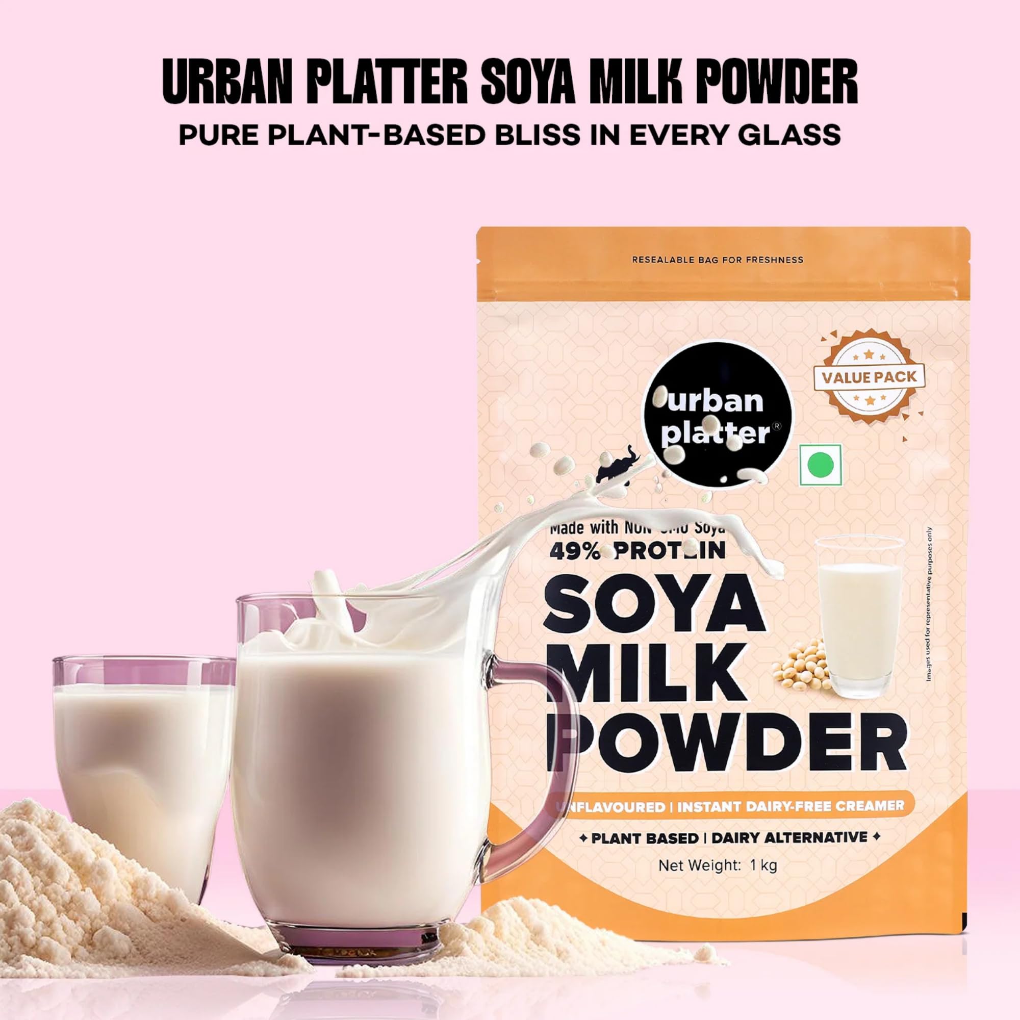 Urban Platter Soya Milk Powder used in baking and desserts.
