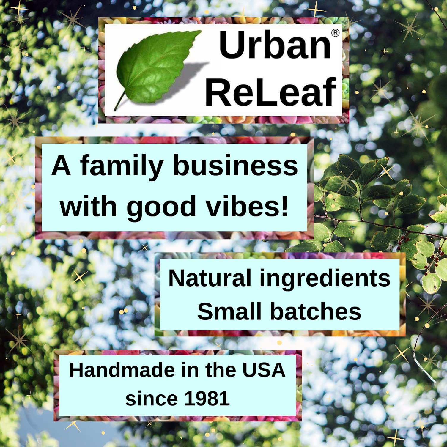 Urban ReLeaf Blessing Salt packaging highlights USA-made quality and authenticity.