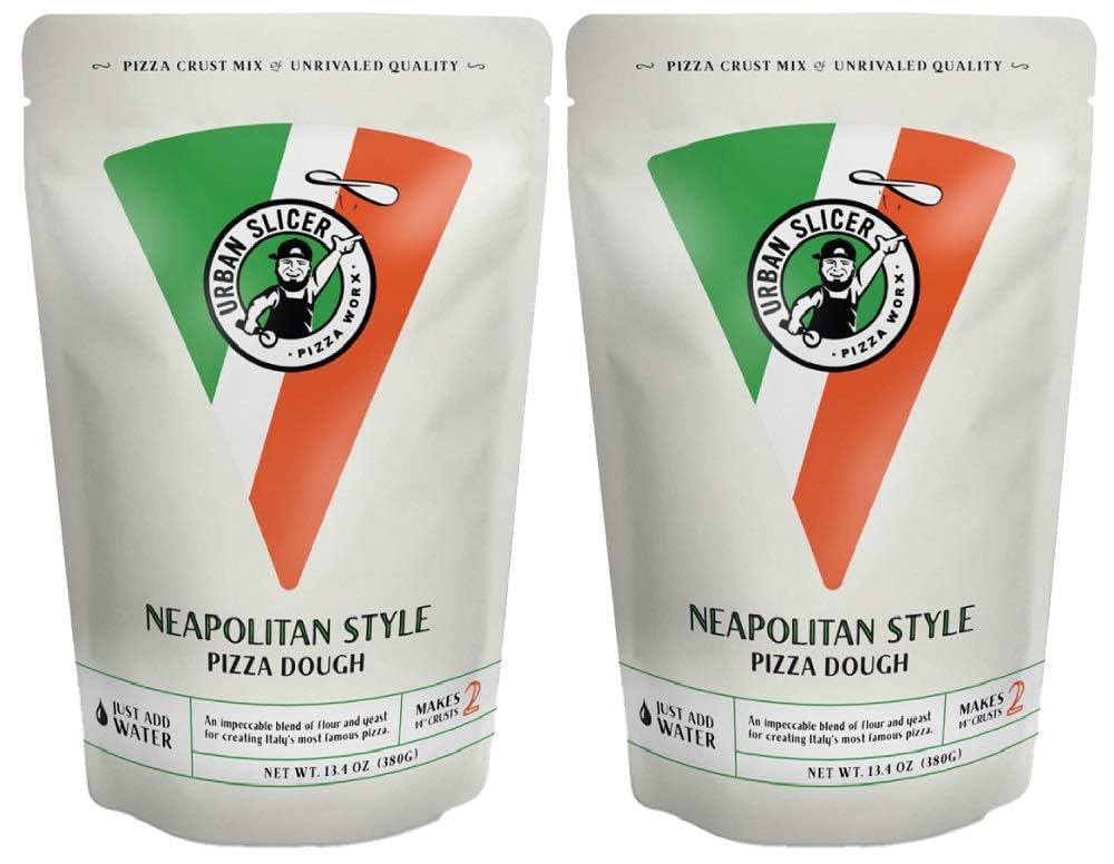Urban Slicer Pizza Worx dough pack front showing two Neapolitan bags for home pizza nights
