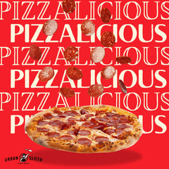 Two 14-inch Urban Slicer Worx pizzas ready to bake for family night