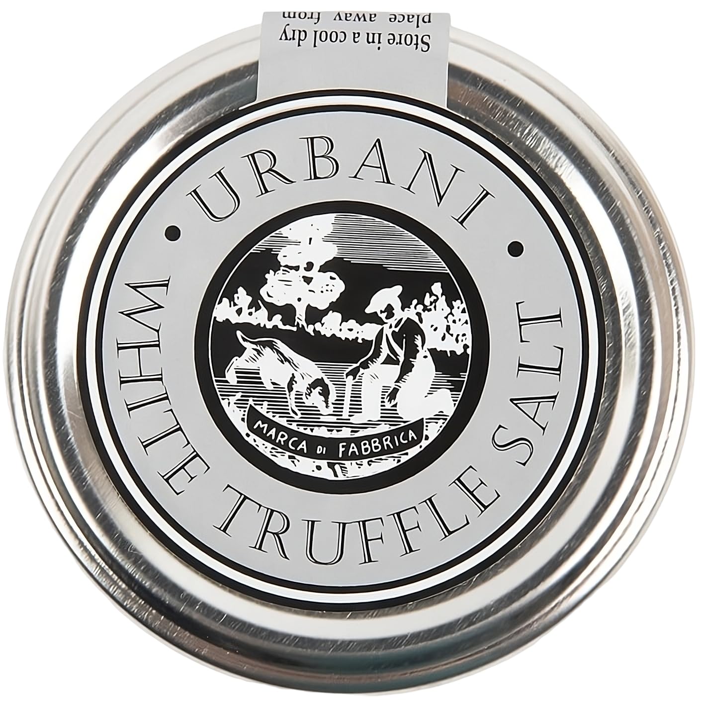 Real truffle pieces visible in Urbani salt for authentic aroma.