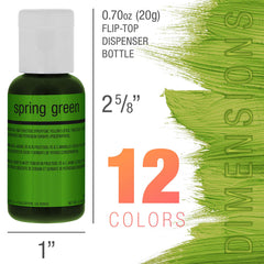 US Cake Supply airbrush color set bottles lined up emphasizes easy flip-top dispensing