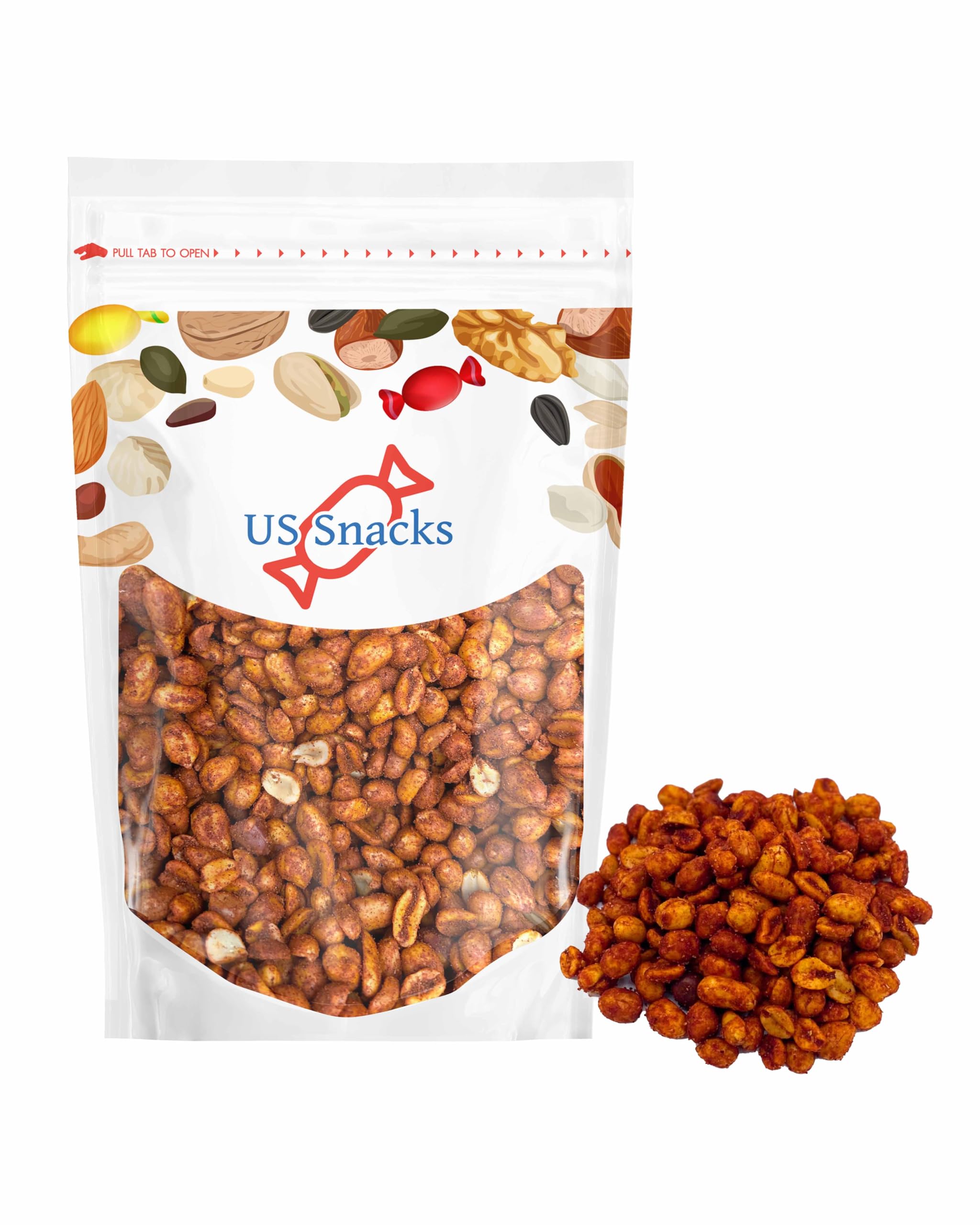 US Snacks Chili Lemon Roasted Peanuts crunch close up highlighting crisp roasted texture