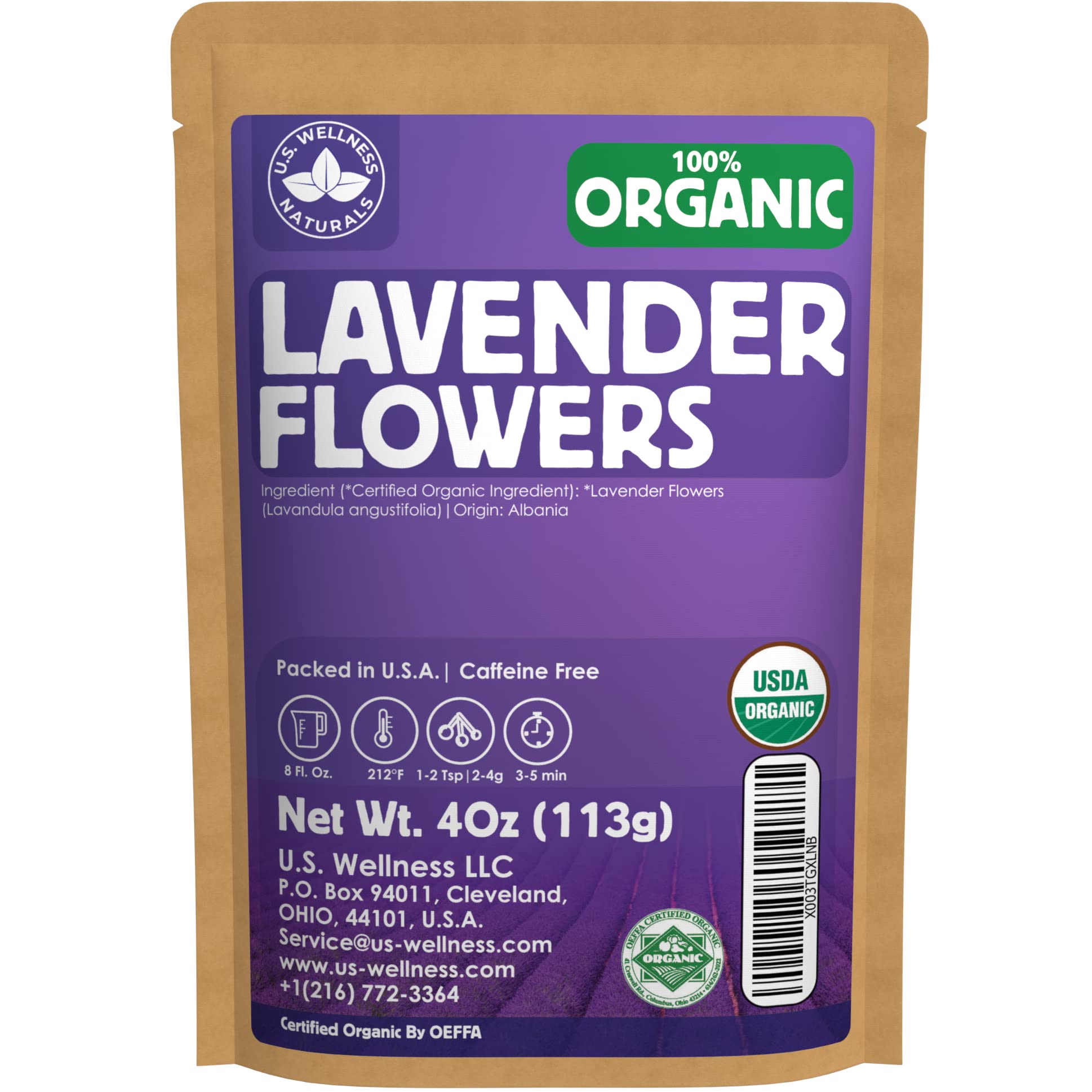 US Wellness Naturals Organic Lavender Tea bag close-up showing aroma