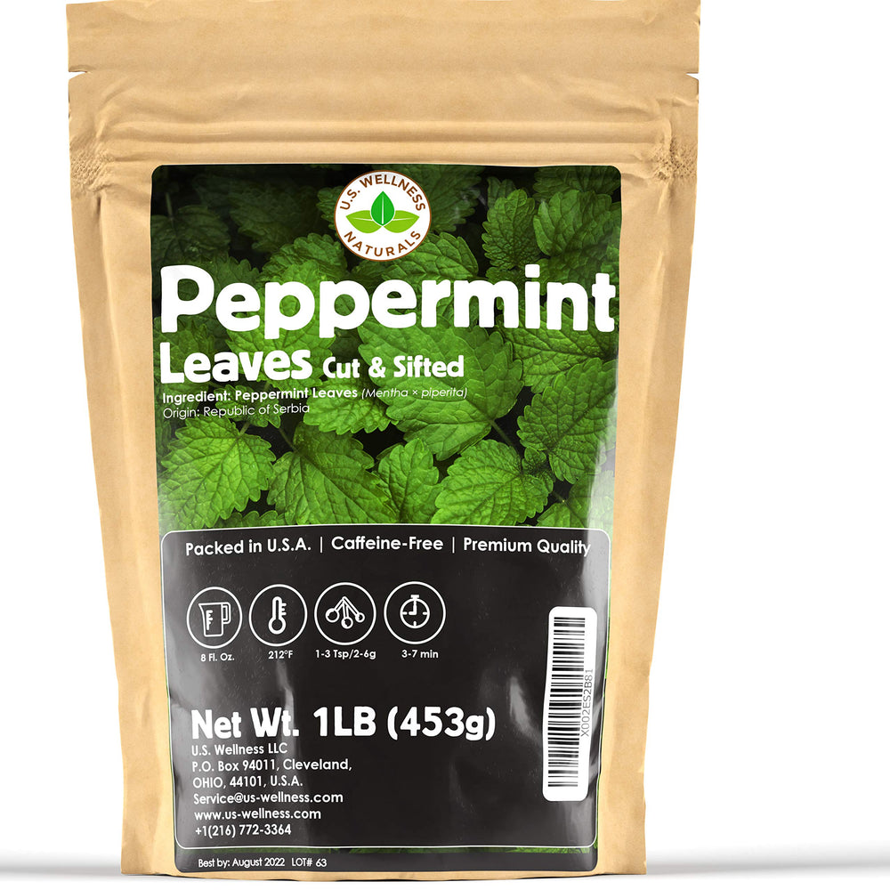 US Wellness Naturals peppermint tea 1lb bulk bag ready for a quick, refreshing brew