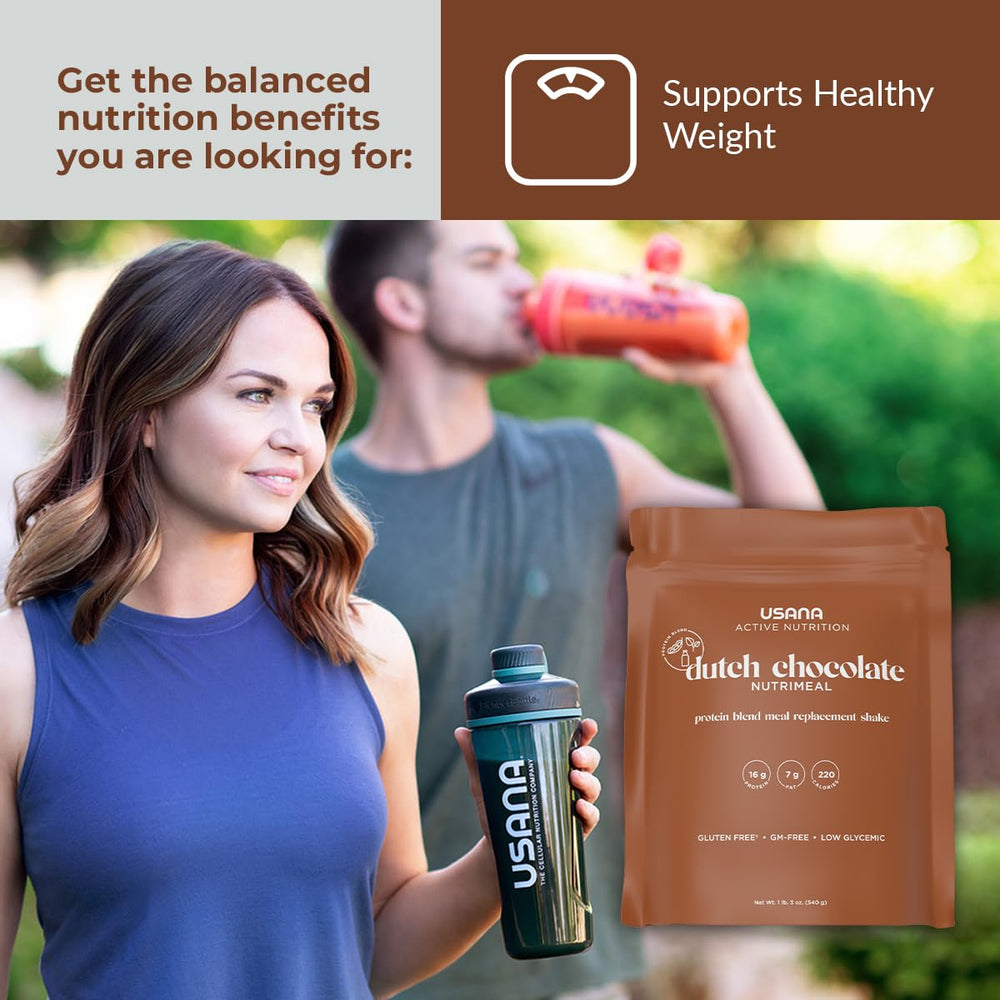 USANA shake in a glass ready to drink as a convenient meal option.