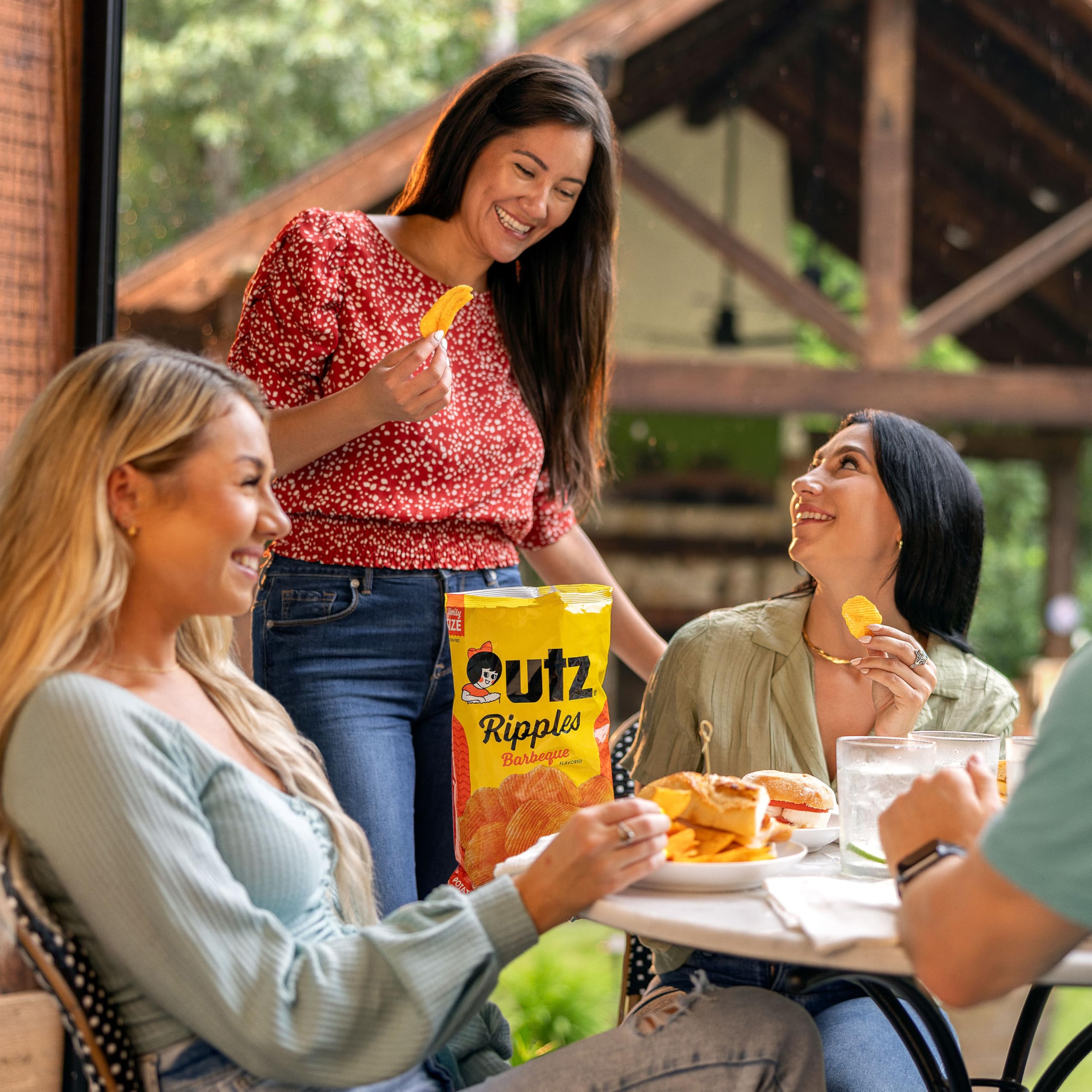 Vibrant Utz bag on shelf highlighting Barbeque flavor.