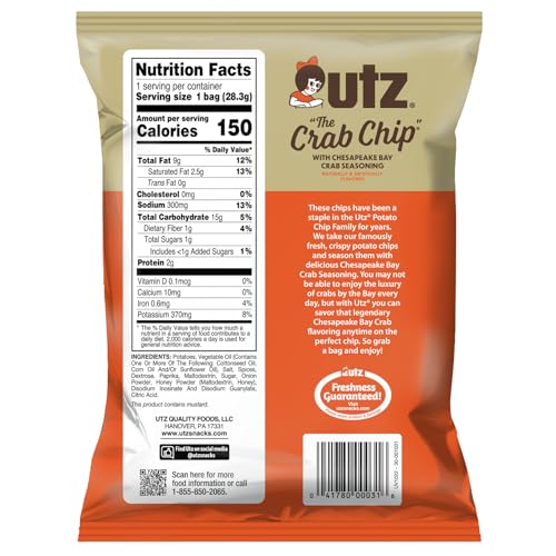 Utz Crab Chips displayed in a vending machine section for easy restocking.