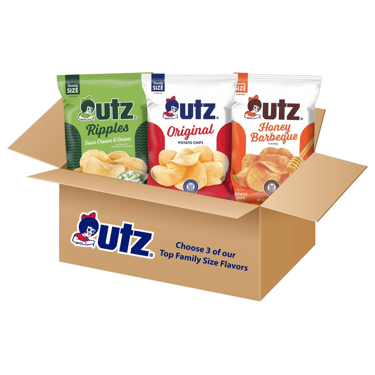 Utz Custom Bundle Pick3 Family Size box for convenient party snack planning.