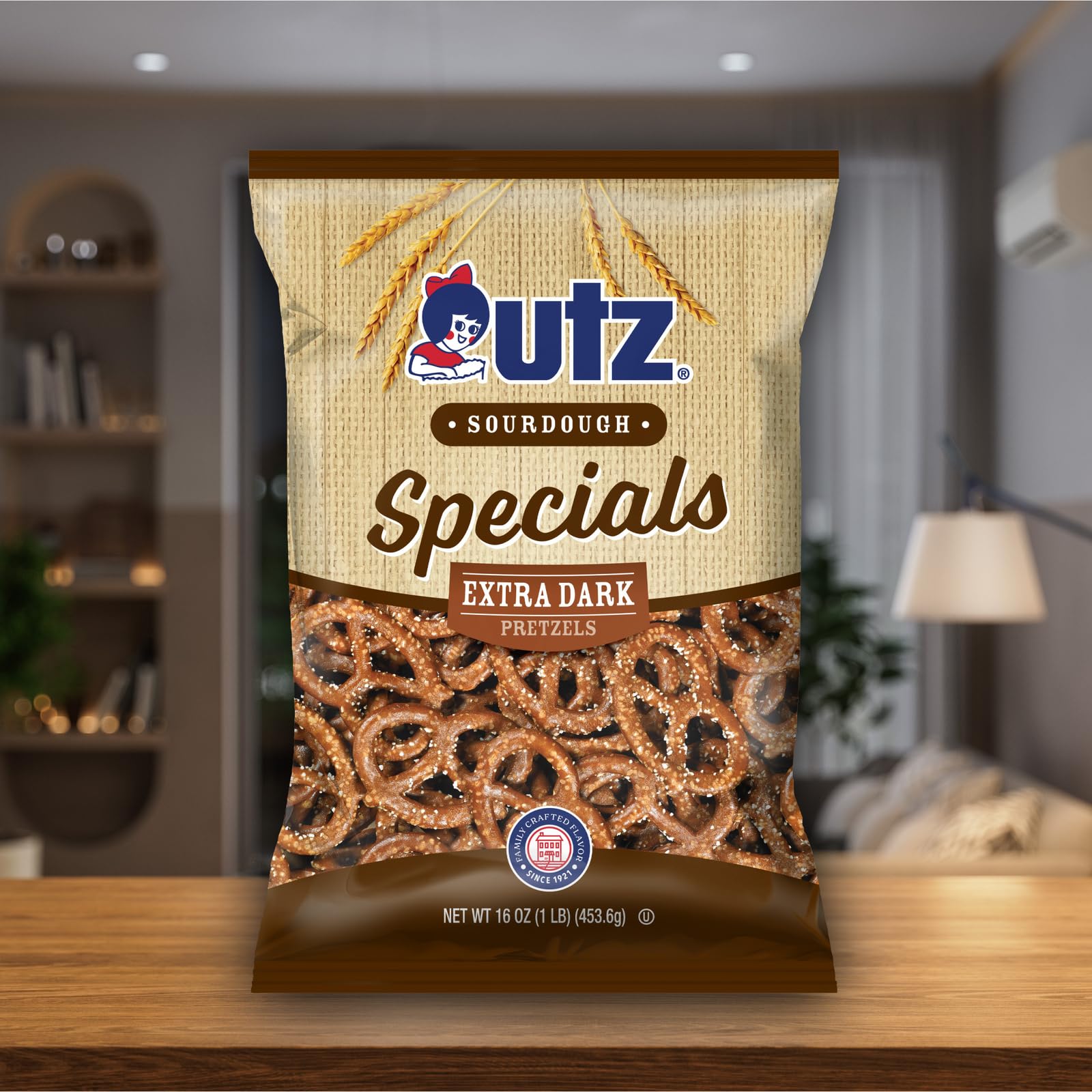 Utz Hanover Extra Dark Pretzels with dipping sauce, savory crunch