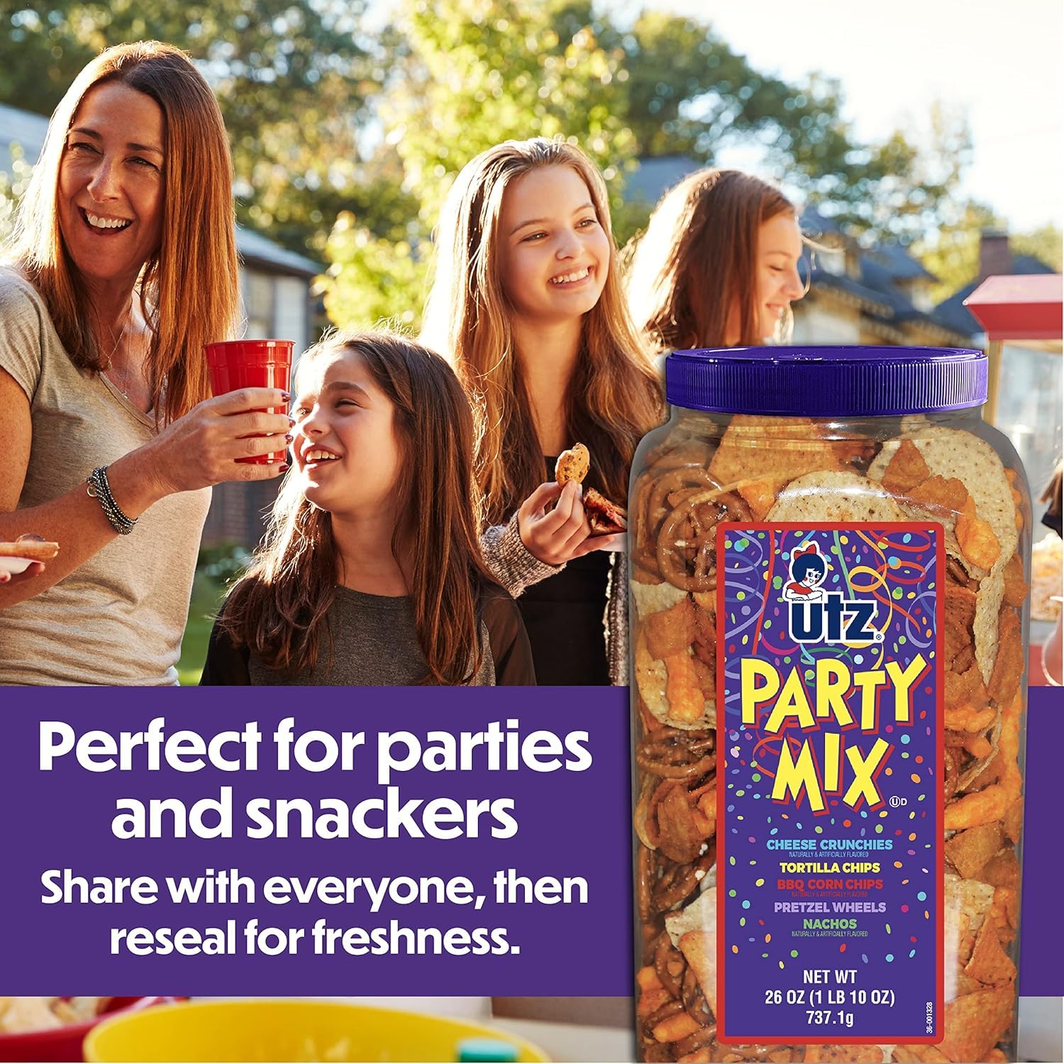 Utz office snacks Party Mix ready for breakroom snacking