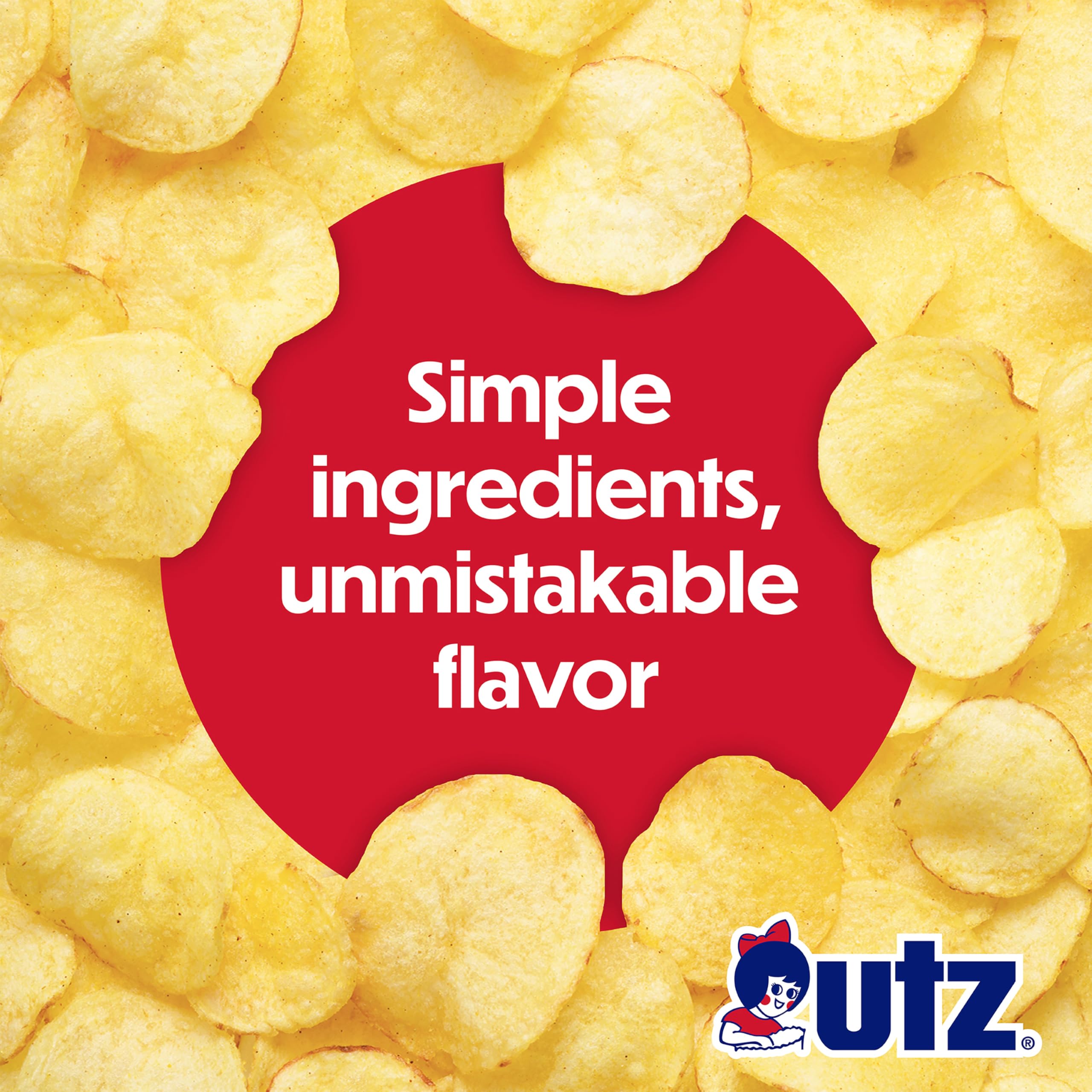 Close-up of Utz ingredients: fresh potatoes, oil, salt