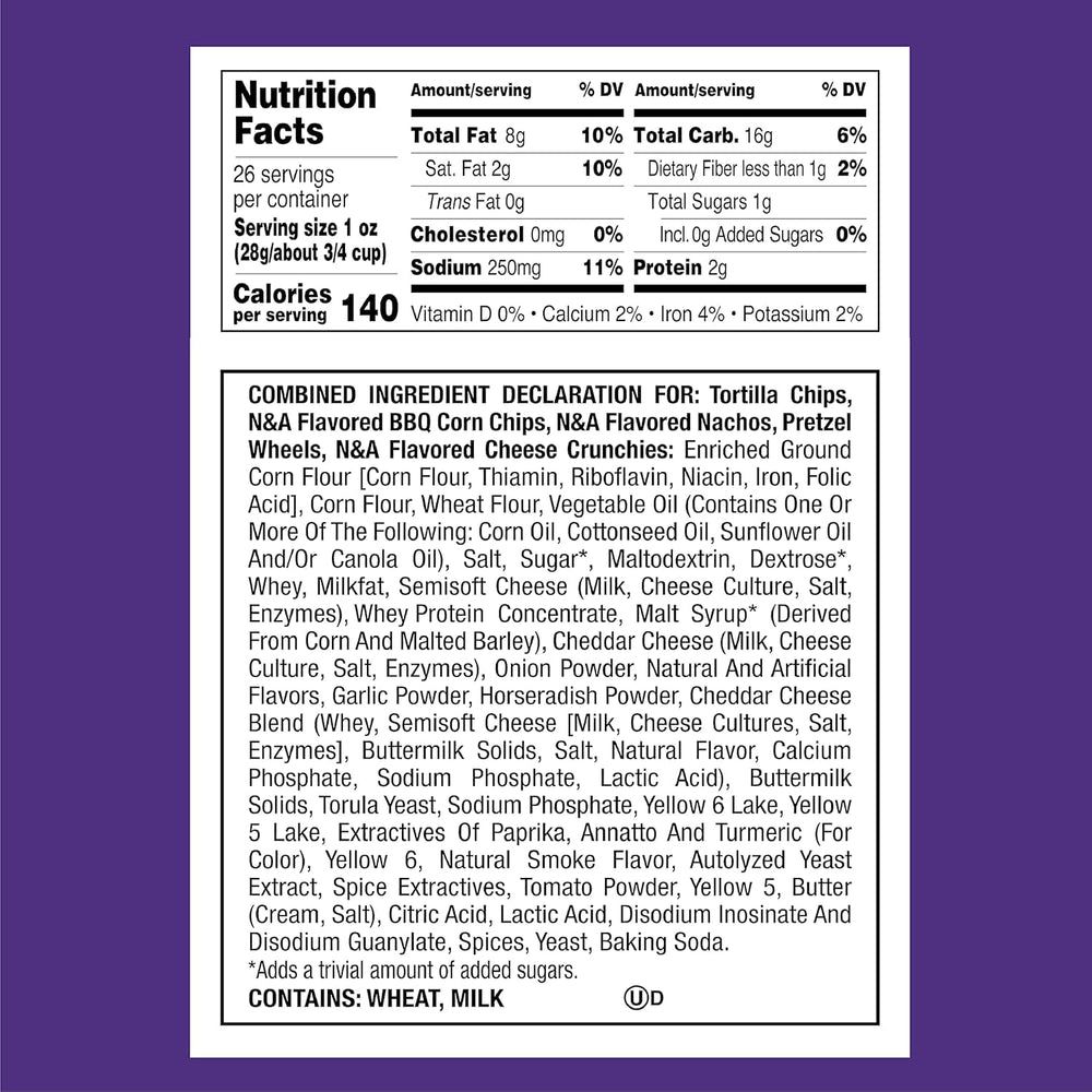 Utz Party Mix Barrel sealed container preserves freshness