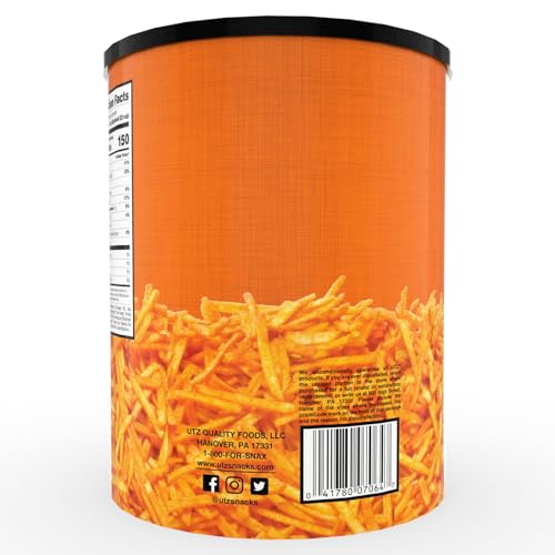 Utz Potato Stix BBQ package box, convenient 14 oz canister