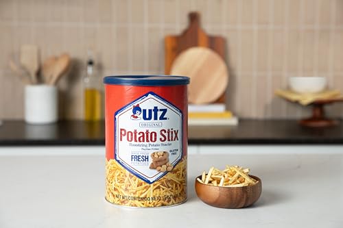 Utz Potato Stix Original resealable canister highlighting freshness.