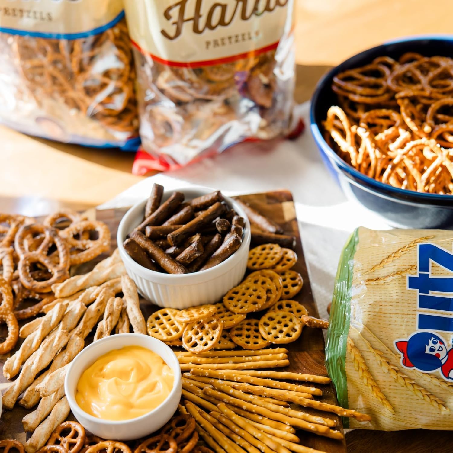 Utz Sourdough Nuggets versatile dipping snack with cheese or peanut butter.