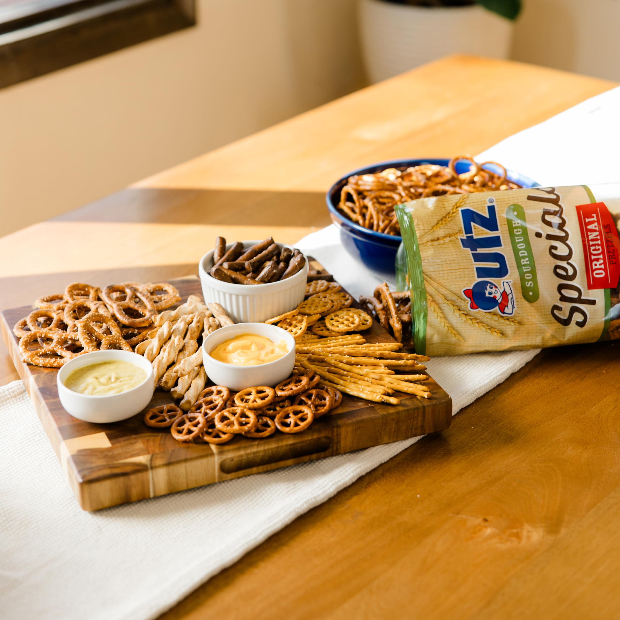 Utz Sourdough Specials barrel storage keeps freshness ready for gatherings.