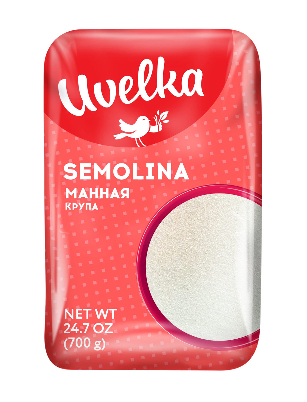 Uvelka semolina in a pan, showcasing fast 3–5 minute cooking.