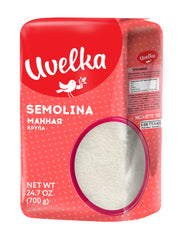 Uvelka semolina pack shot for quick, versatile meals.