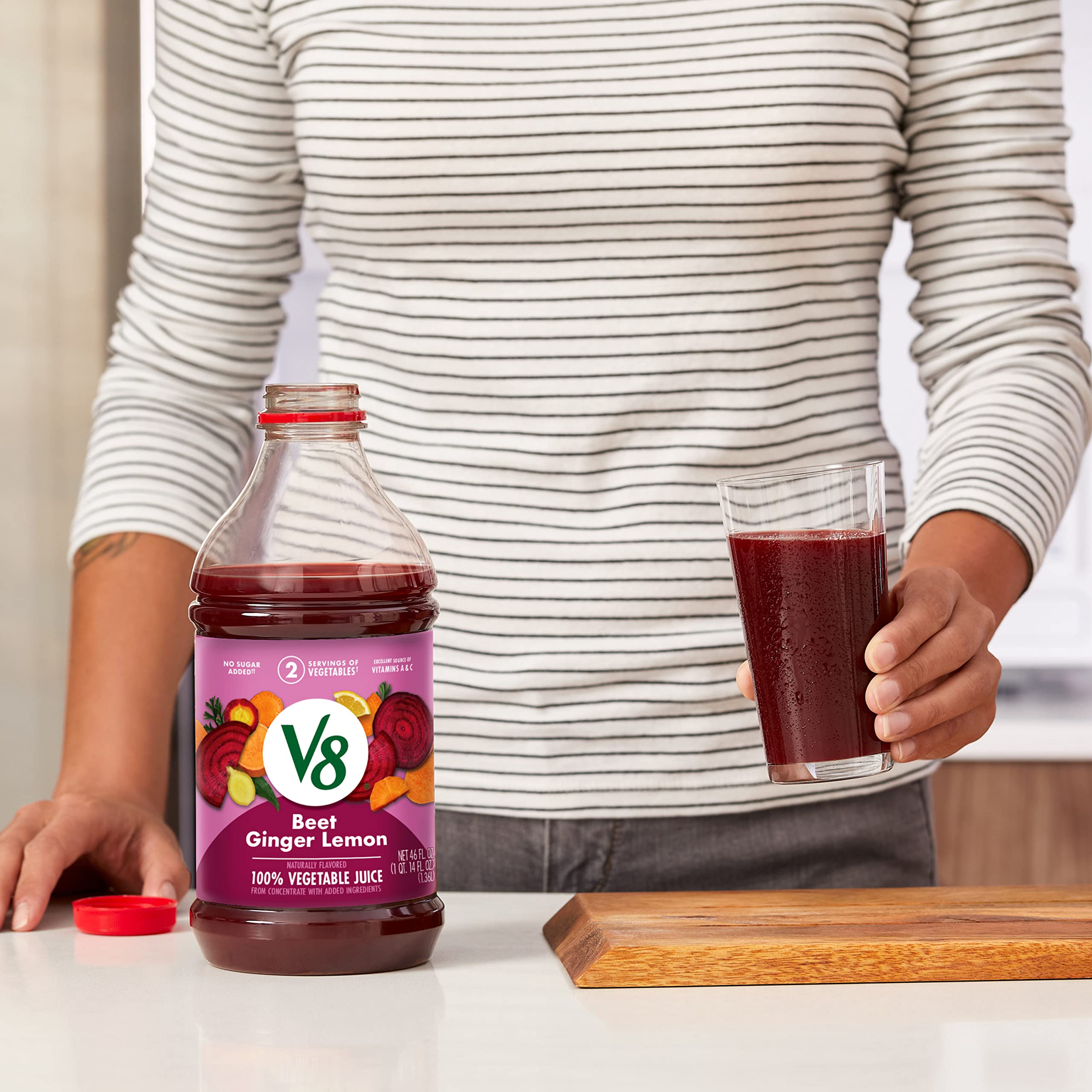 V8 Beet Ginger Lemon serve idea for a ready-to-drink meal companion