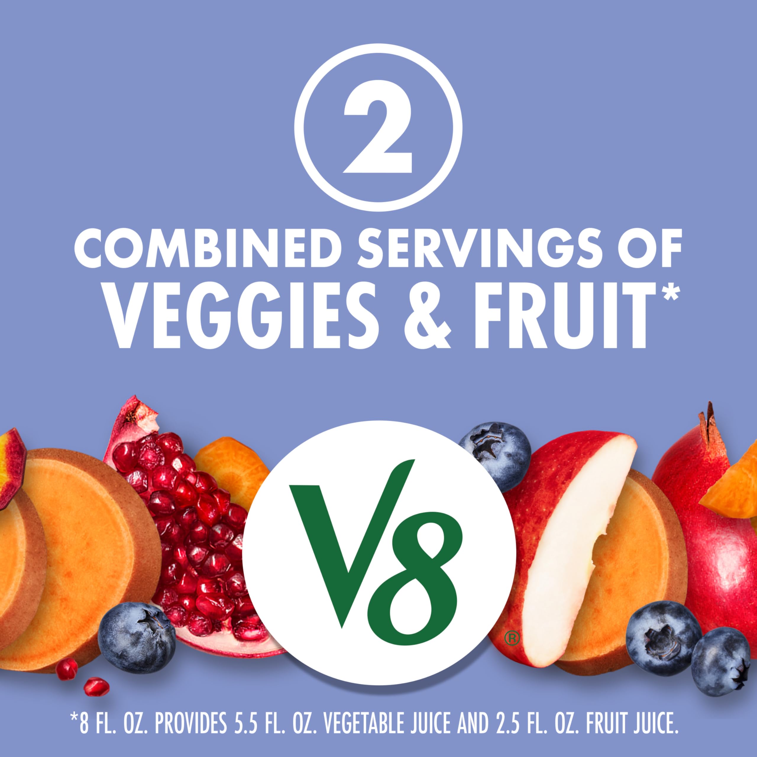 V8 Blissfully Berry six pack display emphasizes convenient, on the go hydration.