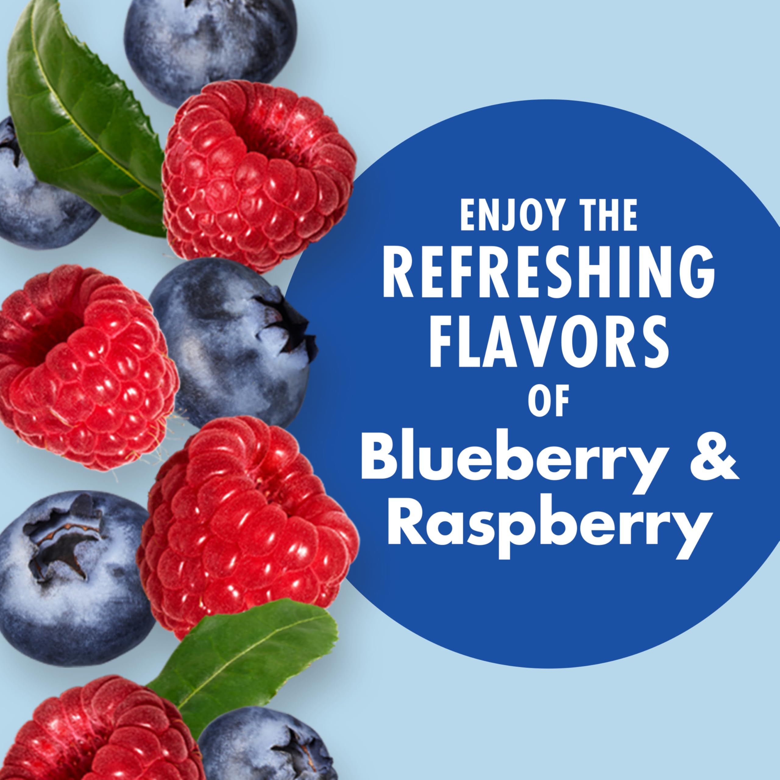 Glass with ice and V8 Energy Blueberry Raspberry for mocktail-ready refreshment