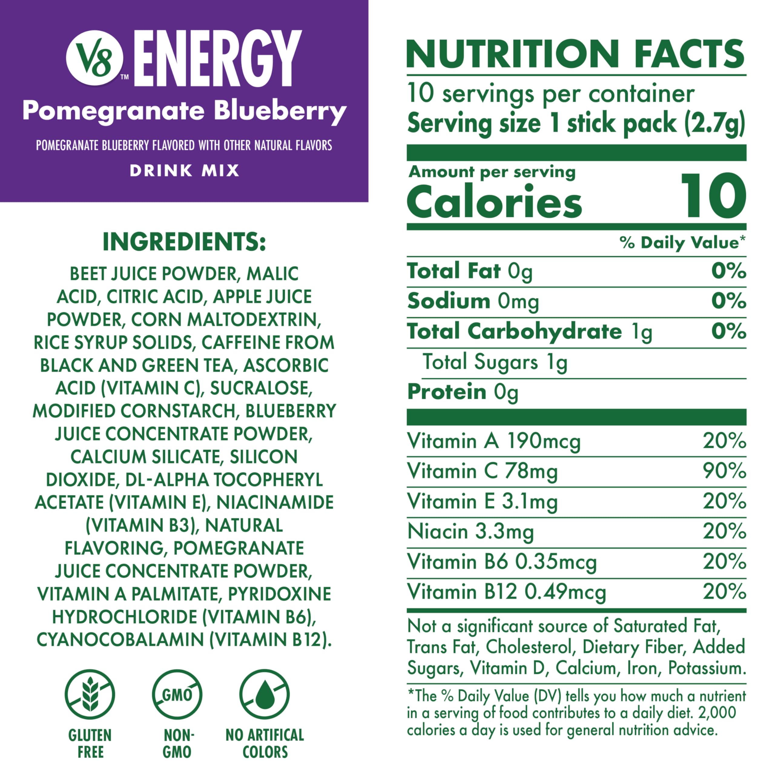 Dissolving V8 Energy powder in a glass for quick refreshment