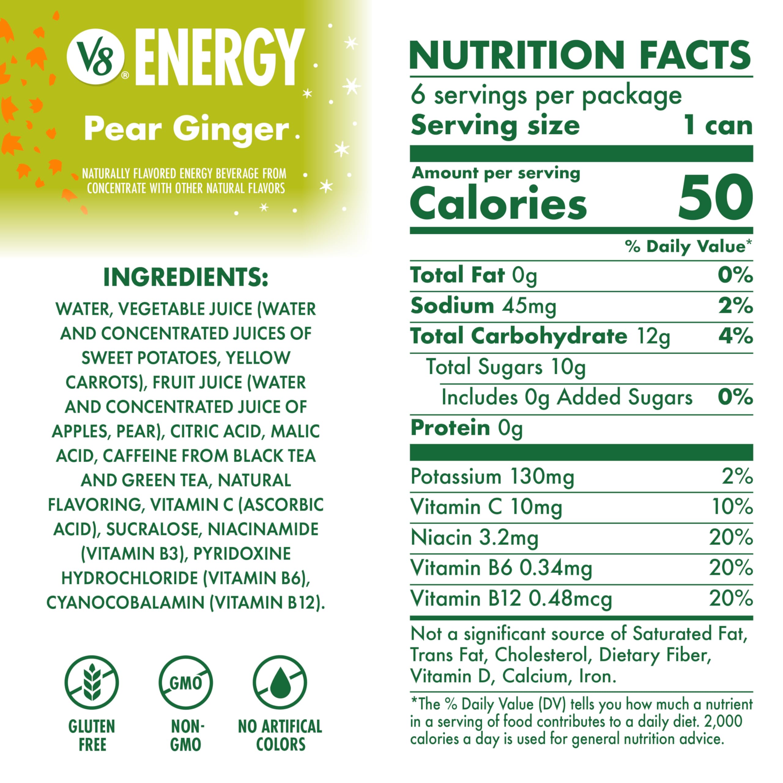 Pouring V8 Energy Pear Ginger into a glass for a refreshing caffeine lift