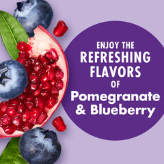 V8 Energy Pomegranate Blueberry in glass with ice suggests mocktail-ready refreshment